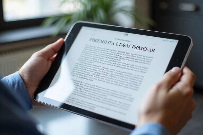 Person reading terms and conditions on a tablet